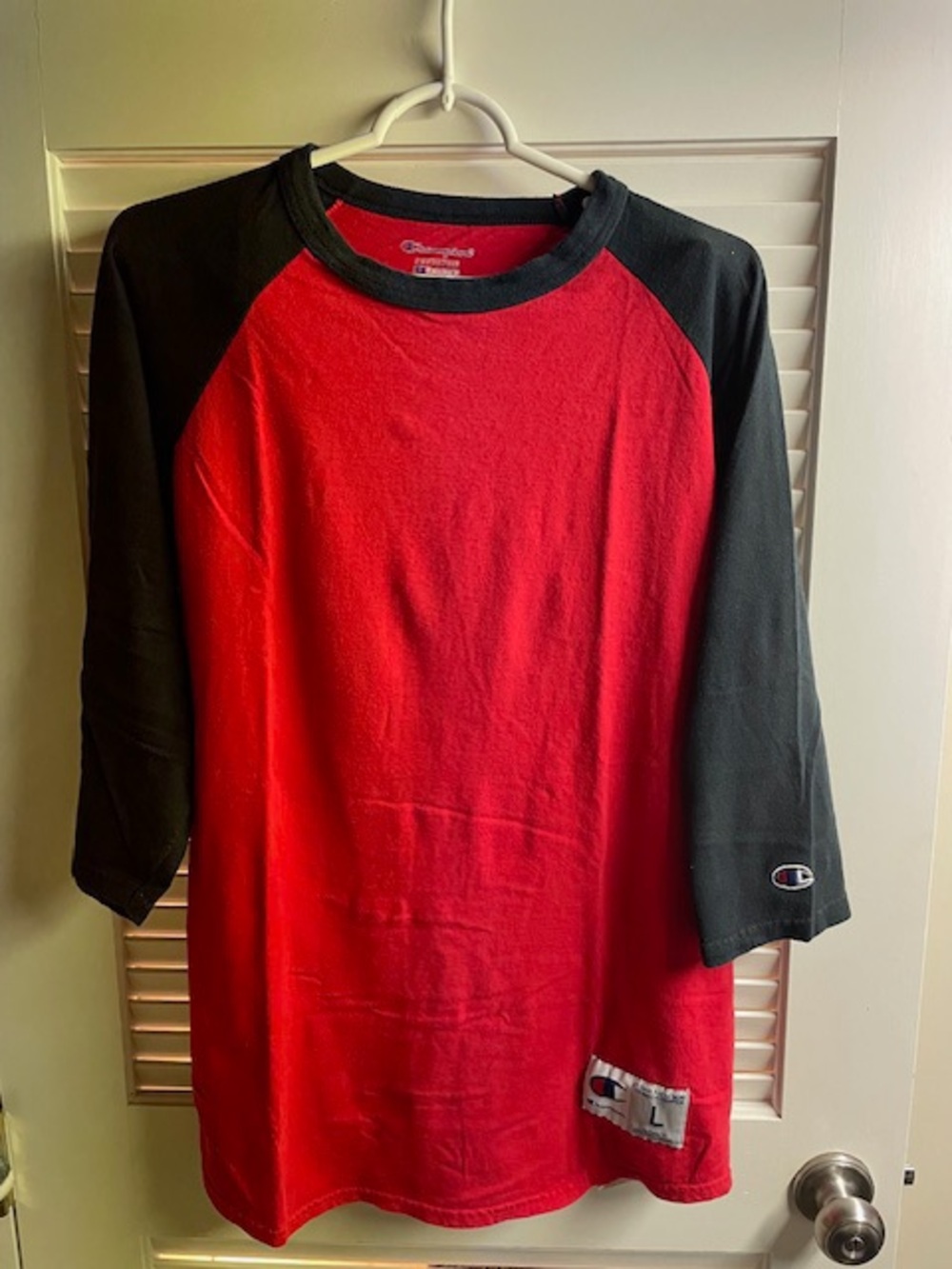 Champion Men’s Vintage Retro two-tone baseball shirt size L 100% cotton